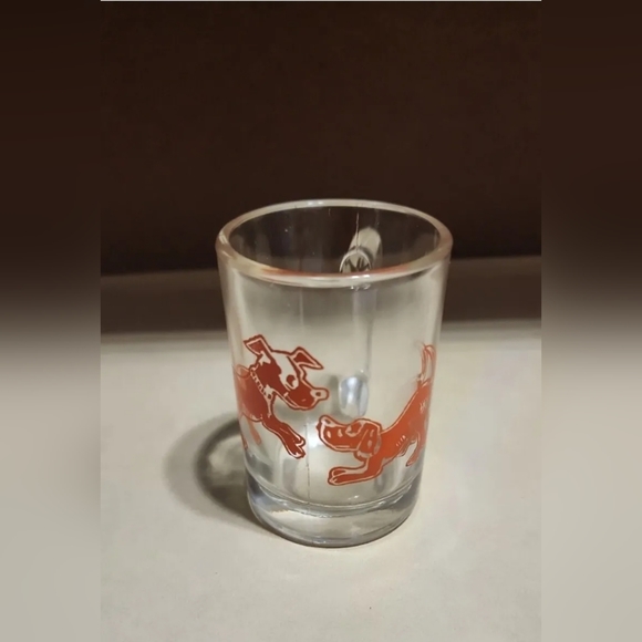 Single Fidenza Espresso Glass Serving Cup Dog Prints 1960's with Handle Rare HTF - Picture 1 of 4